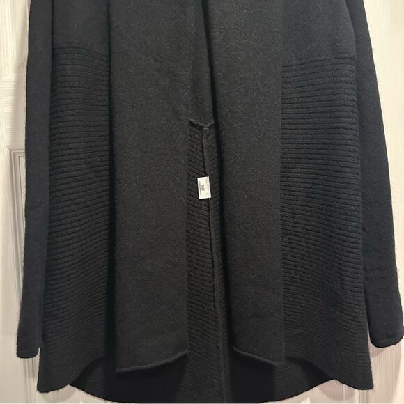 Charter Club Luxury Cashmere Open Cardigan Knit Sweater SMALL Black Ribbed Rib - Picture 6 of 12